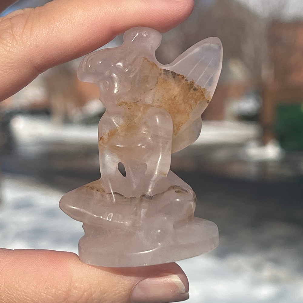 Genuine ROSE FIRE QUARTZ Tinkerbell Carving